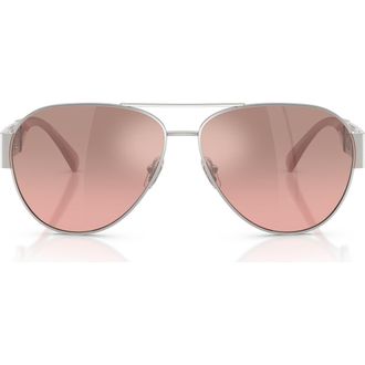 Versace 61mm Pilot Sunglasses in Silver/pink Mirror Silver at Nordstrom