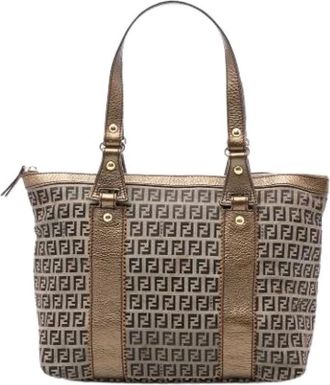 Fendi Pre-owned Tote Bags, female, Beige, Size: ONE SIZE Pre-owned Canvas Tote