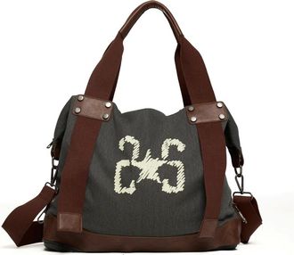 2Star Borsone in Canvas ed Ecopelle con Tracolla - - Bags - Donna - Grigio - ONE SIZE