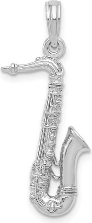 Diamond2Deal 14K White Gold Solid Polished 3-D Saxophone Charm Pendant