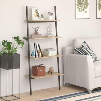 vidaXL Estanter&iacute;a Inclinada 4 Baldas Marr&oacute;n Claro Negro 64x34x150,5 Cm Vidaxl