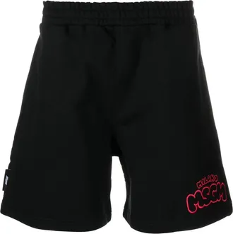 Msgm embroidered-logo cotton track shorts - men - Cotton - S - Black