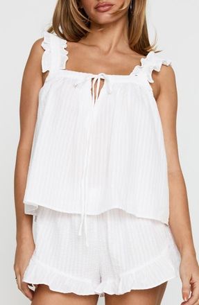 Princess Polly Santabelle Frill Strap Tank in White at Nordstrom, Size 10