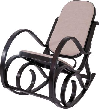 Hhg [nunca Usado] Mecedora M41, Sill&oacute;n Giratorio Sill&oacute;n Tv, Madera Maciza, Aspecto Nogal, Tela/textil Beige