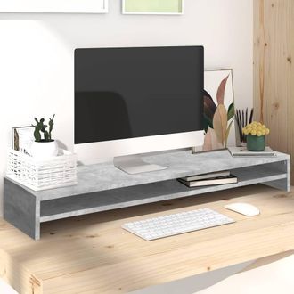Berkfield Home Monitor Stand Concrete Grey 100x24x13 cm Engineered Wood | Size: 100 x 24 x 13 cm