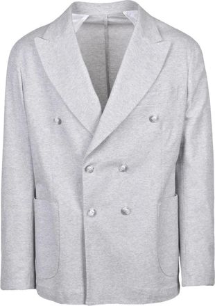 Barba Blazer Doppiopetto - Heren - Jassen - Grijs - Maat: S Katoen