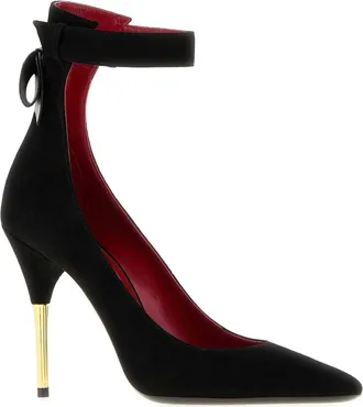 Valentino Garavani Ankle-Strap Suede Heel - Black