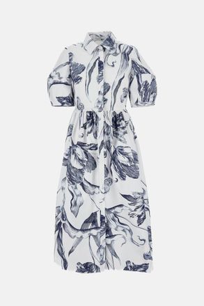 Erdem White Floral Print Shirt Dress