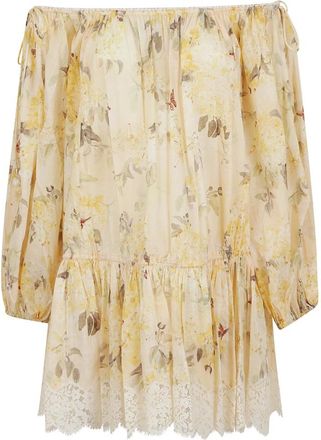 Zimmermann Kleedjes, Dames, Veelkleurig, S, Katoen, Geel Oranje Jurk Zomer Uitjes