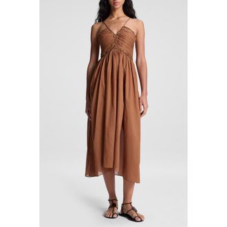 A.L.C. Rumi Beaded Cotton Voile Midi Dress in Light Chestnut at Nordstrom Rack, Size 12