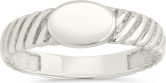 Sterling Forever Dixie Ribbed Signet Ring in Silver at Nordstrom, Size 9