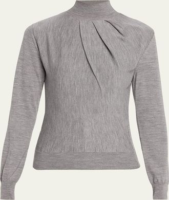 Givenchy Draped Mock-Neck Wool Sweater