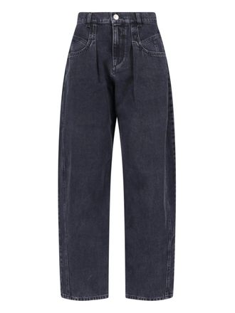 Isabel Marant Washed Black Denim Wide-Leg Jeans
