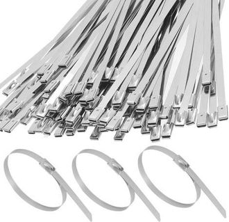 OEM 200 Bridas De Acero Inoxidable Autoblocantes, Sujetadores Met&aacute;licos, Abrazaderas Para Mangueras, Bridas Para Tuber&iacute;as (4.6400 Mm, Color Plata)