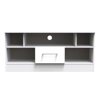 Welcome Furniture Wellington Ready Assembled TV Unit with 1 Drawer - White Matt & White - Welcome Furniture | TJ Hughes