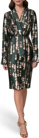 DKNY Belted Long Sleeve Dress in Black Forest at Nordstrom, Size 14
