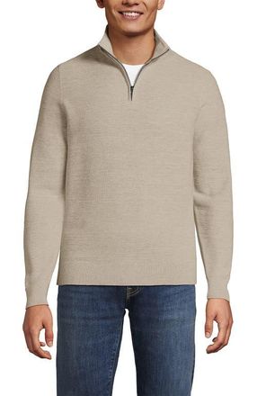 Lands End Long Sleeve Summer Weight Quarter Zip in Aged Birch Heather at Nordstrom, Size Xx-Large