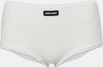 Miu Miu Micro shorts in cotone pointelle