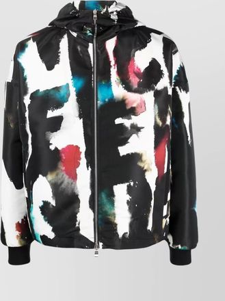 Alexander McQueen graffiti print hooded windbreaker jacket