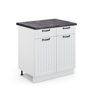Vicco Mueble Bajo De Cocina Fame-line, Blanco Casa De Campo, 80 Cm, Et Antracita, Vicco