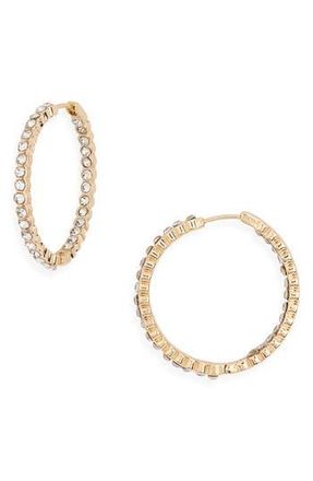 Nordstrom Rack Crystal Medium Inside Out Hoop Earrings in Clear- Gold at Nordstrom Rack