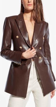 AS by DF Beck Recycled Leather Blazer in Mahogany at Nordstrom, Size X-Small