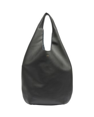 A.P.C. Black Le Neige Grained Leather Tote Bag