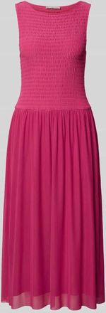 Christian Berg Midikleid aus Mesh mit Smok-Details in Pink, Gr&ouml;&szlig;e 34