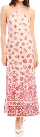 Fifteen Twenty Jaylen Border Print Dress In Cream And Pink