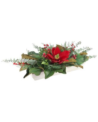 Creative Displays Inc. Handcrafted Holiday Centerpiece With Magnolias, Eucalyptus & Berries