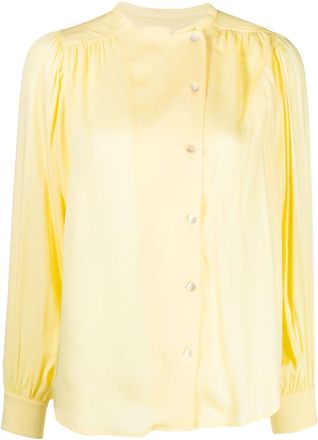 Yves Salomon gathered-detail off-centre blouse - women - Viscose - 36 - Yellow