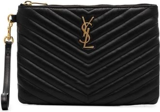 Saint Laurent Ladies Black Quilted Leather Purse
