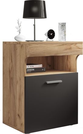 ebuy24 Ebuy24 - Mueble De Noche Vcm Mesita Lateral Con Puerta Giratoria Mesita De Noche Dimensiones Aprox. Al. 61 X An. 45 X T. 39 Cm - Slepal M (roble De Mi