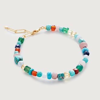 Monica Vinader Gold Freedom Multi Gemstone Beaded Bracelet Freedom Stones