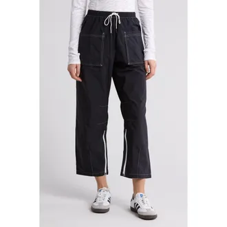 Free People Fly By Night Water Resistant Crop Track Pants in Black Combo at Nordstrom Rack, Size X-Small