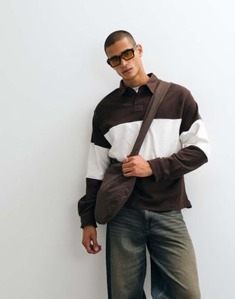 Weekday polo rugby oversize squadrato in marrone scuro