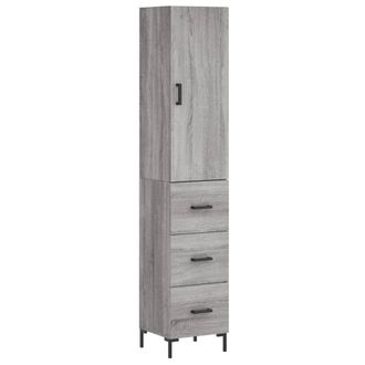 vidaXL Aparador Alto Madera Contrachapada Gris Sonoma 34,5x34x180 Cm Vidaxl