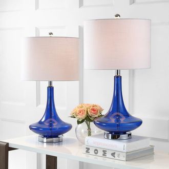 Jonathan Y Designs Cecile 25.5 Glass Teardrop LED Table Lamp (Set of 2)