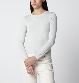 Flore Flore T-shirt a maniche lunghe Max in cotone biologico grigia m&eacute;lange