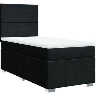 vidaXL Cama Box Spring Con Colch&oacute;n Tela Negro 100x200 Cm Vidaxl