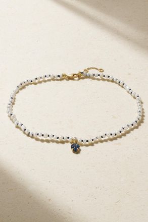 Amrapali London Cavigliera In Oro 18 Carati E Cordoncino Con Pietre - Blu