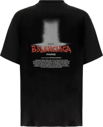 Balenciaga Tops, Dames, Zwart, S, Katoen, T-shirt met medium pasvorm