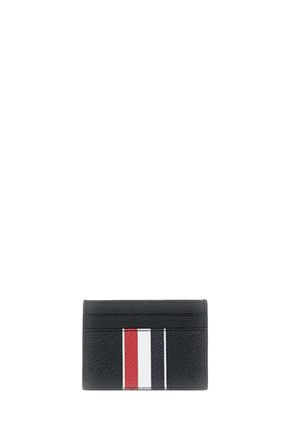 Thom Browne Black Pebble Grain Leather Double Card Holder