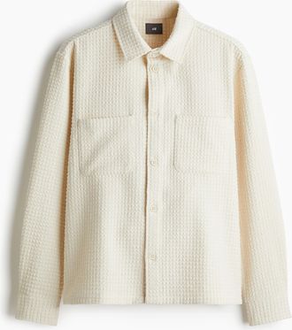 H&M Overshirt mit Waffelstruktur in Loose Fit - White