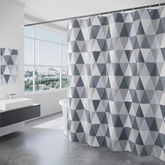 OEM Cortina De Ducha De Poli&eacute;ster De 180 X 200 Cm, Impermeable Y Resistente Al Moho, Lavable, Con Estampado Triangular - Crezuo