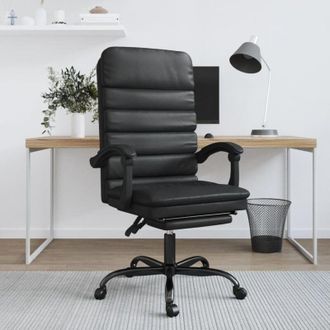 vidaXL Silla De Oficina Reclinable Masaje Cuero Sint&eacute;tico Negro Vidaxl
