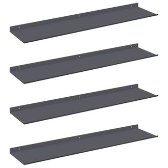 vidaXL Estante Flotante 4 Pcs Antracita 80 X 18 X 2,5 Cm Acero Vidaxl