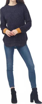 Papillon Knit Sweater With Contrast Cuff In Navy