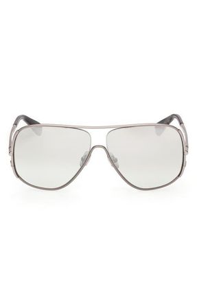 Max Mara 60mm Pilot Sunglasses in Ruthenium Black Horn /Smoke at Nordstrom