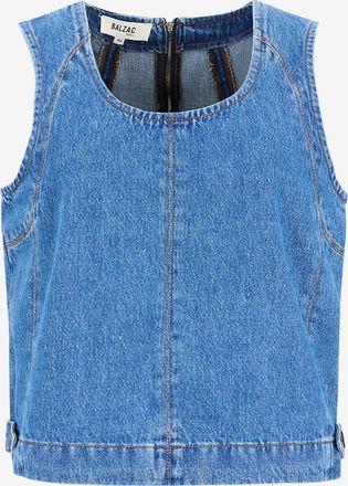Balzac Paris &Auml;rmelloses Boxy-Top aus Denim Iza